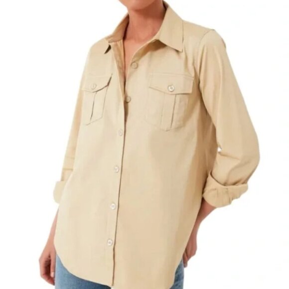 Tuckernuck Steele Shirt Button Down Blouse in Khaki Women’s Size XS Top - Picture 1 of 7